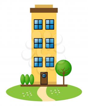 Apartment Building Icon Represents Condo Property 3d Illustration