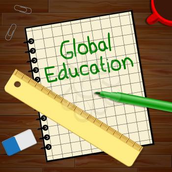 Global Education Notebook Represents World Learning 3d Illustration