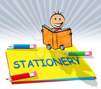 Stationery Supplies Paper Displays School Materials 3d Illustration