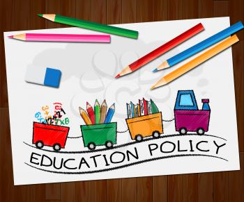 Education Policy Train Showing Schooling Procedure 3d Illustration