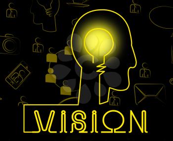 Vision Brain Showing Corporate Planning And Objectives