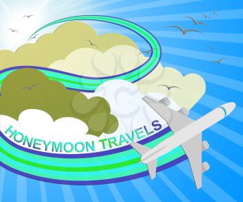 Honeymoon Travels Plane Meaning Destinations Vacational 3d Illustration