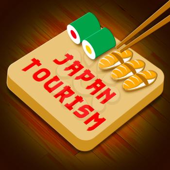 Japan Tourism Sushi Represents Japan Cuisine 3d Illustration