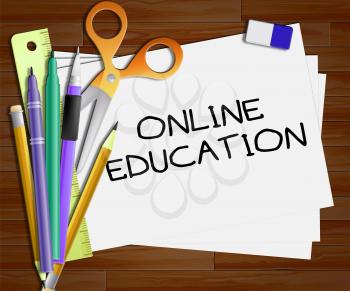 Online Education Indicates Web Site 3d Illustration