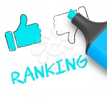 Ranking Thumbs Up Displays Performance Report 3d Illustration