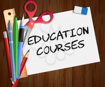 Education Courses Paper Showing Course 3d Illustration