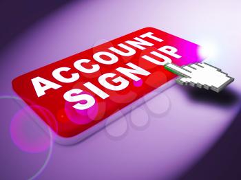 Account Sign Up Key Indicates Registration Membership 3d Rendering
