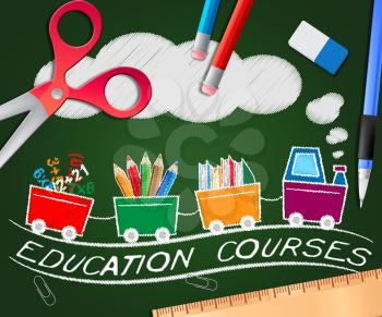 Education Courses Train Picture Shows Course 3d Illustration