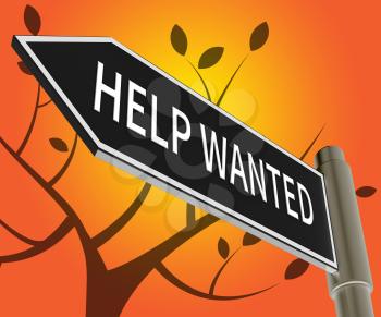 Help Wanted Road Sign Meaning Employment 3d Illustration
