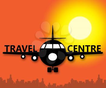 Travel Centre Plane Representing Holiday Agencies 3d Illustration