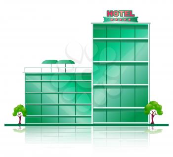 Hotel Vacation Building Represents City Accomodation 3d Illustration