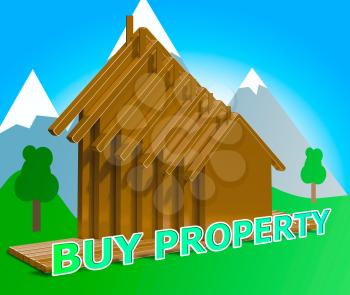 Buy Property Houses Meaning Real Estate 3d Illustration