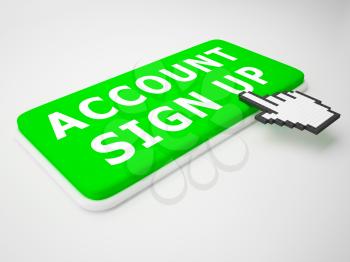 Account Sign Up Key Indicates Registration Membership 3d Rendering