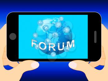 Forum Icons Mobile Phone Representing Social Media 3d Illustration