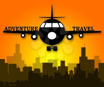 Adventure Travel Plane Shows Exciting Holiday 3d Illustration