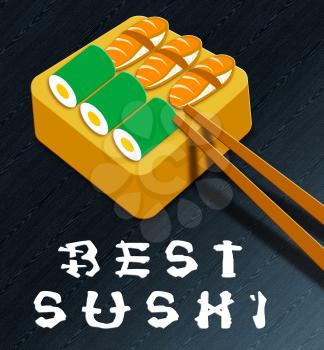 Best Sushi Assortment Showing Japan Cuisine 3d Illustration