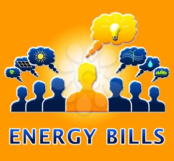 Energy Bills People Showing Electric Power 3d Illustration