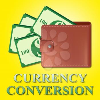 Currency Conversion Wallet Means Money Exchange 3d Illustration