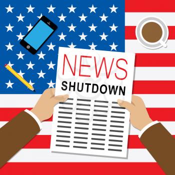 Usa Shutdown News Political Government Shut Down Means National Furlough. Senate And President In Washington DC Create Closure