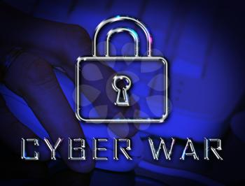 Cyberwar Virtual Warfare Hacking Invasion 3d Illustration Shows Government Cyber War Or Army Cyberterrorism Combat