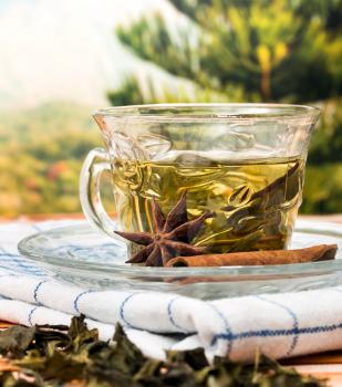Freshly made oriental green tea healthy to drink