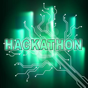Hackathon Technology Threat Online Coding 2d Illustration Shows Cybercrime Coder Meeting To Stop Spyware Or Malware Hacking