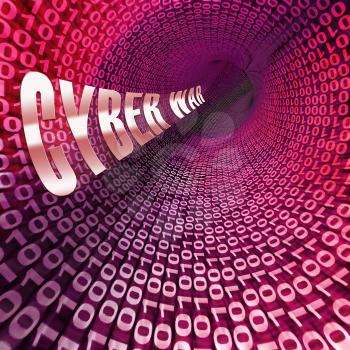 Cyberwar Virtual Warfare Hacking Invasion 3d Rendering Shows Government Cyber War Or Army Cyberterrorism Combat