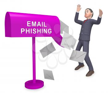 Phishing Scam Email Identity Alert 3d Rendering Shows Malicious Theft Of Id And Bank Details By Information Phish