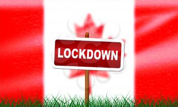 Canada lockdown preventing coronavirus spread or outbreak. Covid 19 canadian precaution to lock down virus infection - 3d Illustration