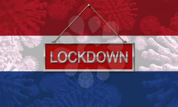 Holland lockdown preventing Netherlands coronavirus epidemic or outbreak. Covid 19 Dutch precaution to lock down disease infection - 3d Illustration