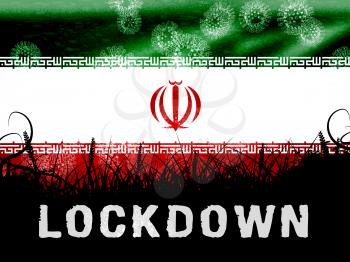 Iran lockdown preventing coronavirus spreading and outbreak. Covid 19 Iranian precaution to lock down virus infection - 3d Illustration