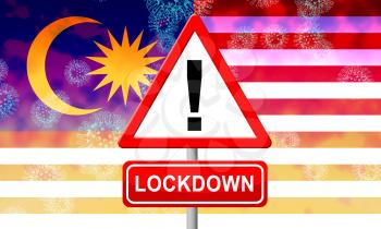 Malaysian lockdown to stop ncov epidemic or outbreaks. Covid 19 Malaysia ban to isolate disease infections - 3d Illustration