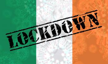 Irish lockdown or curfew to stop covid19 epidemic. Covid 19 Ireland precaution to isolate virus infection - 3d Illustration
