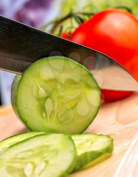 Preparing Cucumber Meaning Healthy Vegetarian And Chopping