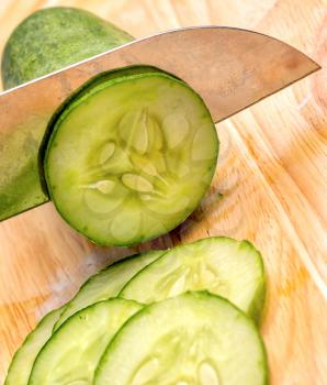 Preparing Cucumber Meaning Vegetable Fresh And Healthy