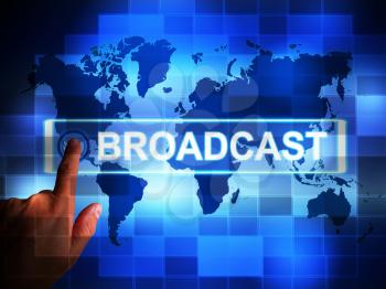 Broadcast or broadcasting concept icon shows the spreading of news or reports.  Telecasts or transmission of live reports and webcasts - 3d illustration