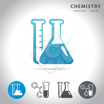 Chemistry icon set, collection of chemical tube icons, vector illustration
