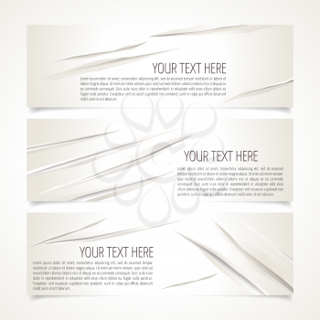 Abstract cut paper banner set, vector texture illustration