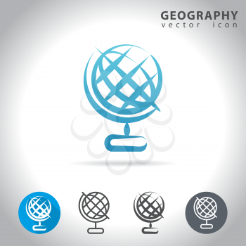 Geography icon set, collection of globe icons, vector illustration