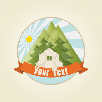 House in Mountains Logo sample, vector template