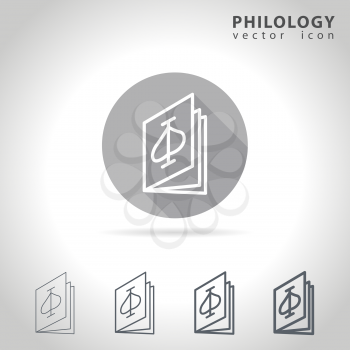 Philology outline icon set, collection of book icons, vector illustration