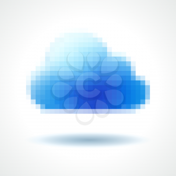 Abstract pixel cloud isolated on white, vector illustration