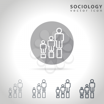 Sociology outline icon set, collection of human figure charts, vector illustration