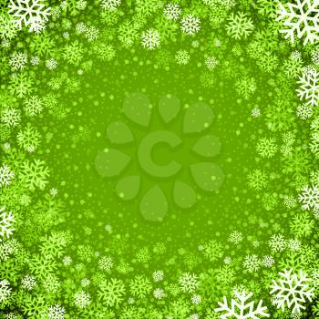 Christmas background of snowflakes in green colors EPS10
