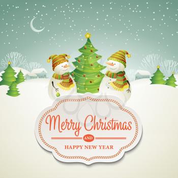 Christmas vector illustration with snowman  EPS 10
