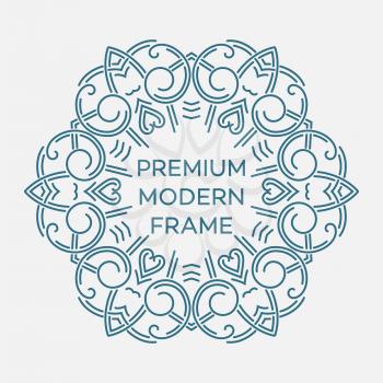 Vector geometric frame in mono line style. Monogram design element. Vector illustration EPS 10