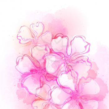 Decorative watercolor spring flower. Vector illustration EPS10