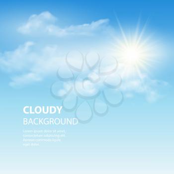 Blue sky background with tiny clouds. Vector illustration EPS 10