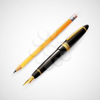 Pencils and pens. Vector illustration EPS 10