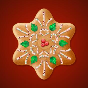 Ornate realistic vector traditional Christmas gingerbread Star. Vector illustration EPS10